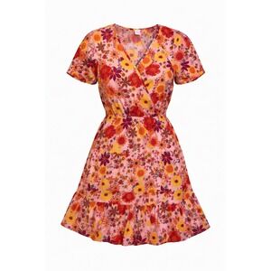 Gymboree Adult Small Happy Harvest Floral Tiered Cotton Dress Pink Orange New